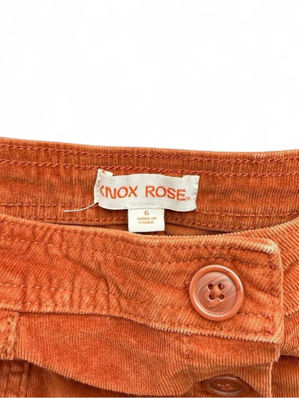 Orange Corduroy Button Front High Waist Mini Skirt Size 6 - Picture 4 of 5